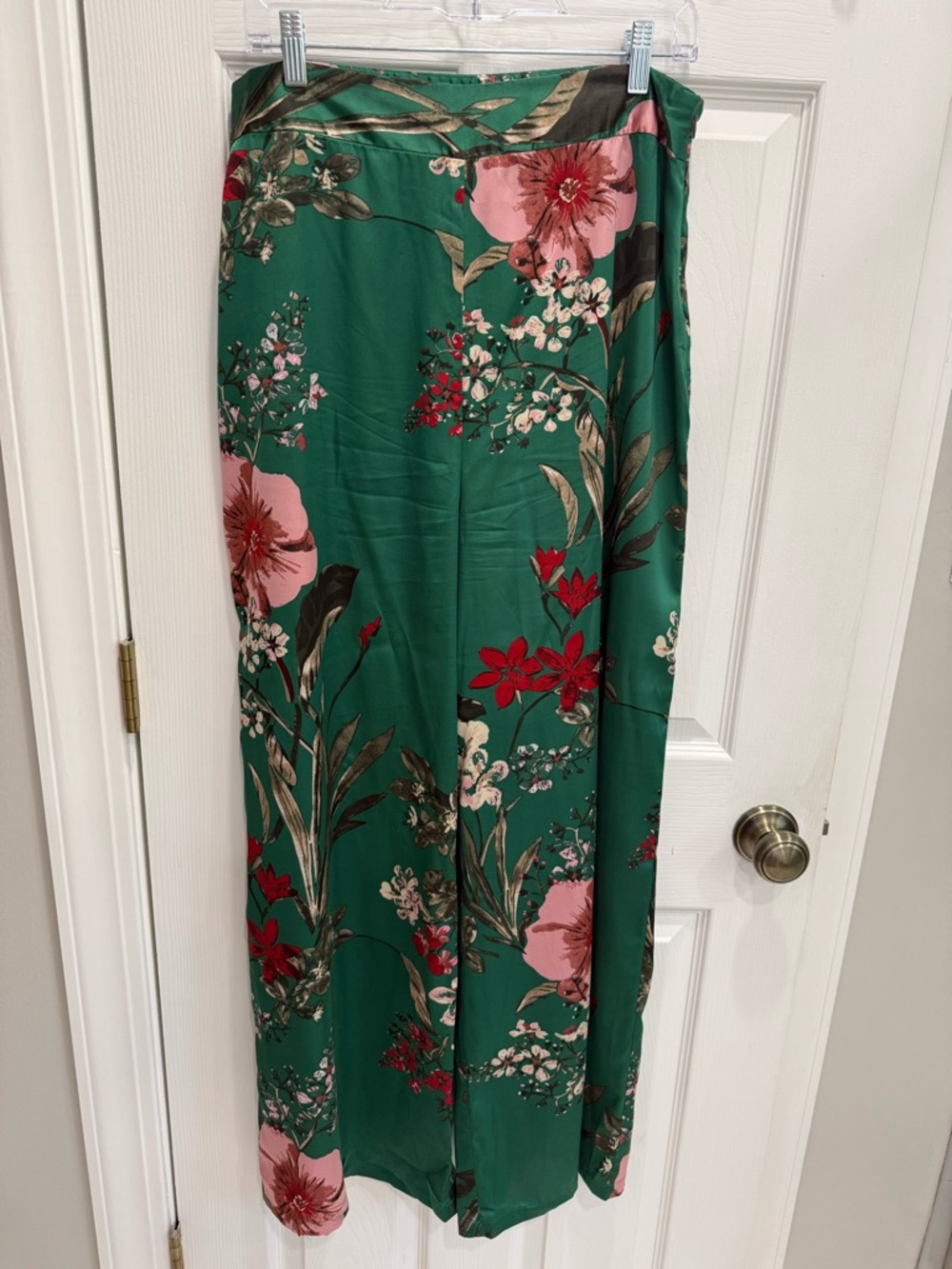 Lulu's Emerald Green Floral Wide Leg Pants XL